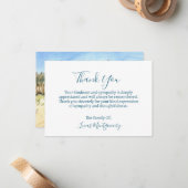 水の色ビーチライトハウスサンキュー,悔やみや弔慰 ノートカード (正面/裏面インサイチュ)