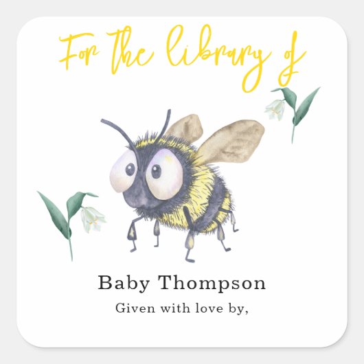 水の色ビー – ライブラリ用 スクエアシール (正面)