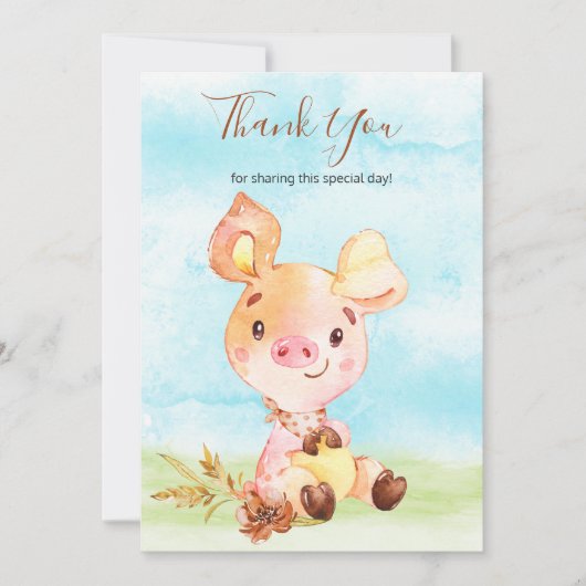 水の色ピギーファームサンキュー サンキューカード (正面)