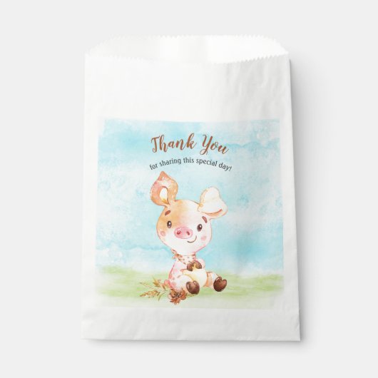 水の色ピギー赤ちゃんシャワー農場ありがとう フェイバーバッグ (正面)