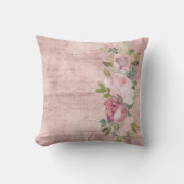 水の色ピンクのフローラのアクセントほこりっぽいバラスクリプト クッション (正面)