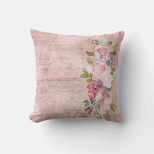 水の色ピンクのフローラのアクセントほこりっぽいバラスクリプト クッション