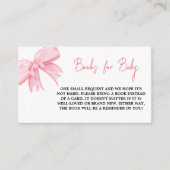 水の色ピンクの弓ベビーシャワーブックリクエスト エンクロージャーカード (正面)