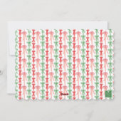 水の色ピンクの緑の弓コケットのクリスマスフォト シーズンカード (裏面)