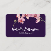 水の色ピンクの蛾の蘭ソーシャルメディア 名刺 (正面)