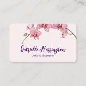 水の色ピンクの蛾の蘭ソーシャルメディア 名刺 (正面)