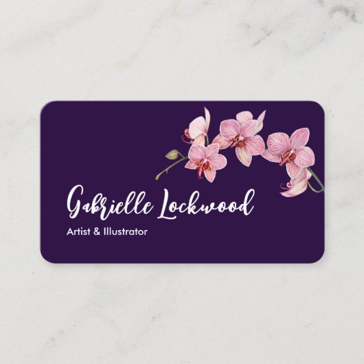 水の色ピンクの蛾の蘭ソーシャルメディア 名刺 (正面)