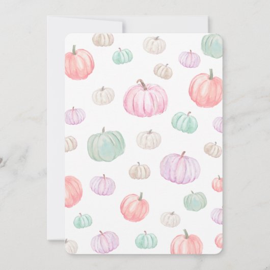 水の色ピンクアーチ私たちのリトルカボチャ誕生日 招待状 (裏面)