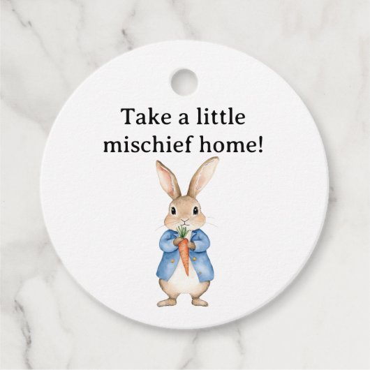 水の色ピーターうさぎ野菜バスケットベビーシャワー フェイバータグ (正面)