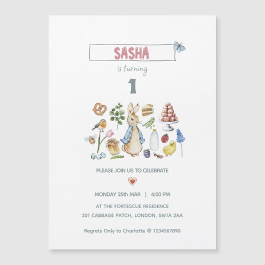 水の色ピーター・ザ・ラビット マグネット招待状 (正面)