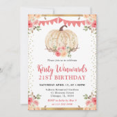 水の色ピーチフローラカボチャ秋21st誕生日 招待状 (正面)