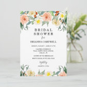 水の色ピーチフローラブライダルシャワー招待 招待状 (スタンド正面)