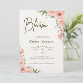 水の色ピーチフローラベビーシャワー招待状 招待状 (スタンド正面)