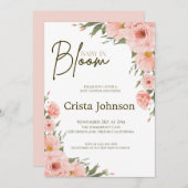 水の色ピーチフローラベビーシャワー招待状 招待状 (正面/裏面)