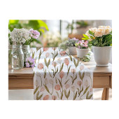 水の色ピーチホワイトピンクチューリップイースター春 ショートテーブルランナー