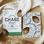 水の色ファーストダウンサッカー誕生日招待状 招待状