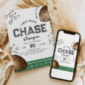 水の色ファーストダウンサッカー誕生日招待状 招待状