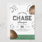 水の色ファーストダウンサッカー誕生日招待状 招待状 (正面)