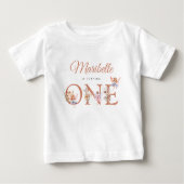 水の色フェアリーフローラ秋ガーデンファースト誕生日 ベビーTシャツ (正面)