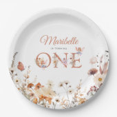 水の色フェアリーフローラ秋ガーデンファースト誕生日 ペーパープレート (正面)