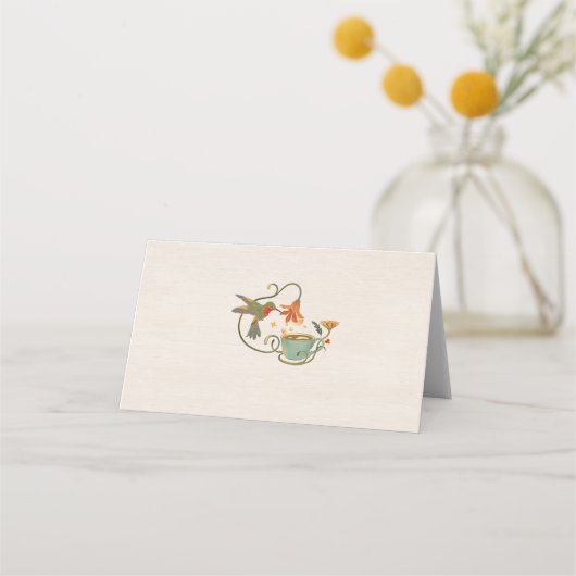 水の色フェコアフローラ茶パーティーシャワー空白の プレイスカード (裏面)