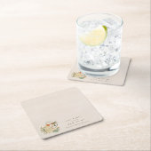 水の色フェコアフローラ茶パーティー赤ちゃんシャワー スクエアペーパーコースター (インサイチュ)