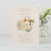 水の色フェコアフローラ茶パーティー赤ちゃんシャワー 招待状 (スタンド正面)