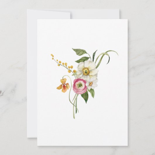 水の色フェミニンフローラ女の子ベビーシャワー 招待状 (裏面)