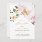 水の色フェミニン赤面花女の子ベビーシャワー 招待状 (正面)