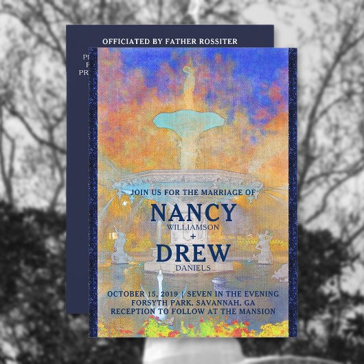 水の色フォーサイスパークファウンテン結婚アットナイト 招待状