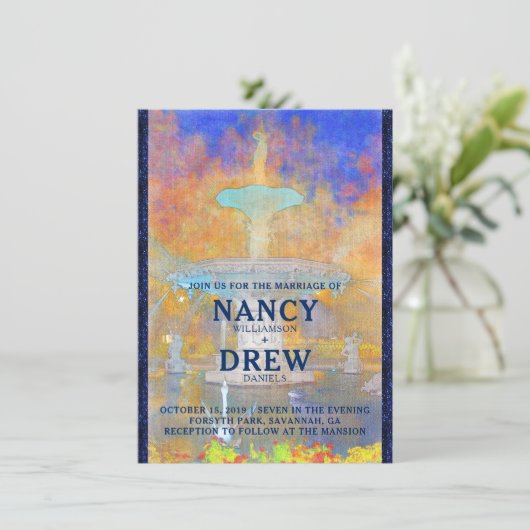 水の色フォーサイスパークファウンテン結婚アットナイト 招待状 (スタンド正面)