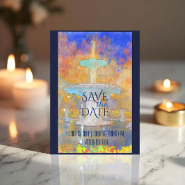 水の色フォーサイス噴水の夜の日付を保存 案内ポストカード