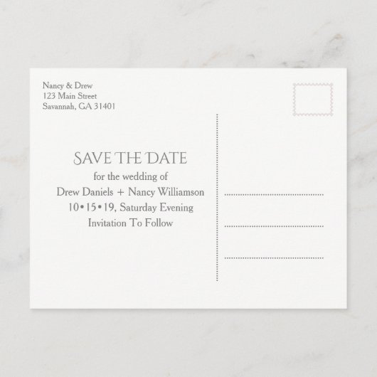 水の色フォーサイス噴水の夜の日付を保存 案内ポストカード (裏面)