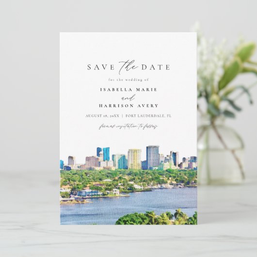 水の色フォートローダーデールFlorida日付を保存 招待状 (スタンド正面)