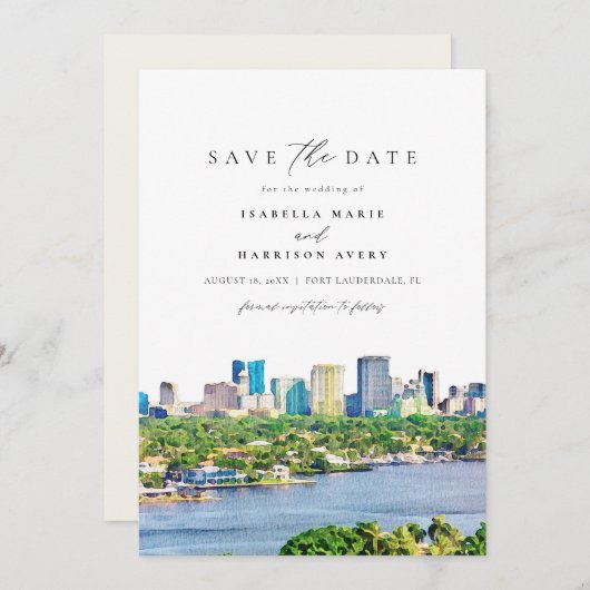 水の色フォートローダーデールFlorida日付を保存 招待状 (正面/裏面)