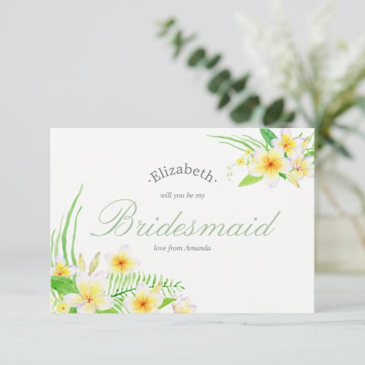 水の色フランジパニ結婚の私のブライドメイド 招待状 (スタンド正面)