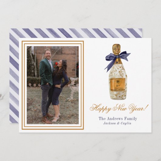 水の色フランスのシャンパン年末年始の写真 シーズンカード (正面/裏面)