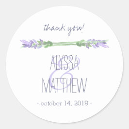 水の色フランスのラベンダーオンホワイト結婚ズ ラウンドシール
