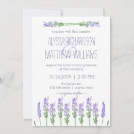 水の色フランスのラベンダーオンホワイト結婚ズ 招待状