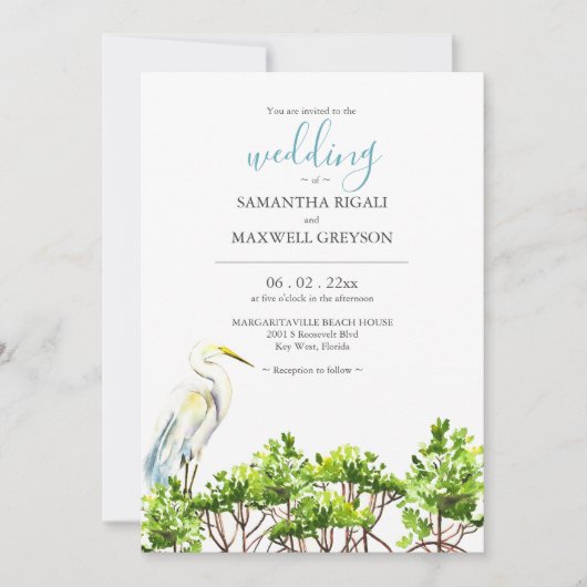 水の色フロリダ目的地の結婚式の招待状 招待状 (正面)