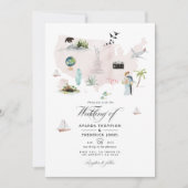 水の色フロリダUSA宛先ウェディングフォト 招待状 (正面)