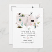 水の色フロリダUSA目的地の結婚式 案内ポストカード (正面/裏面)