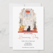 水の色フロントドアハロウィーン引っ越し祝いパーティー 招待状 (正面)