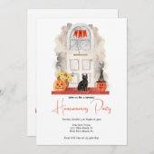 水の色フロントドアハロウィーン引っ越し祝いパーティー 招待状 (正面/裏面)