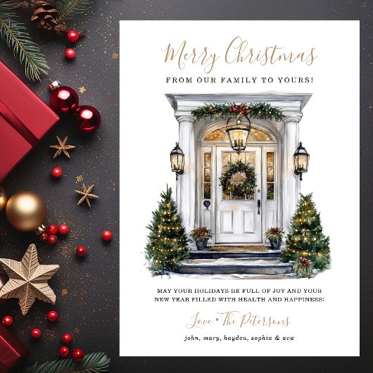 水の色フロントドアメリークリスマス シーズンカード
