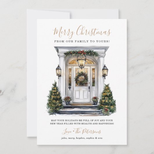 水の色フロントドアメリークリスマス シーズンカード (正面)