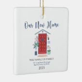 水の色フロントドア私たちの初めてのクリスマスニューホーム セラミックオーナメント (右)