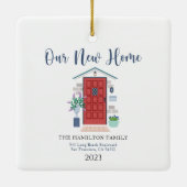 水の色フロントドア私たちの初めてのクリスマスニューホーム セラミックオーナメント (裏面)