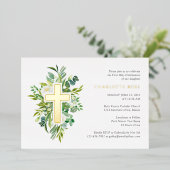 水の色フローラクロス聖域実在金ゴールド 箔招待状 (立ち正面)