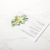 水の色フローラクロス聖域実在金ゴールド 箔招待状 (回転した状態)